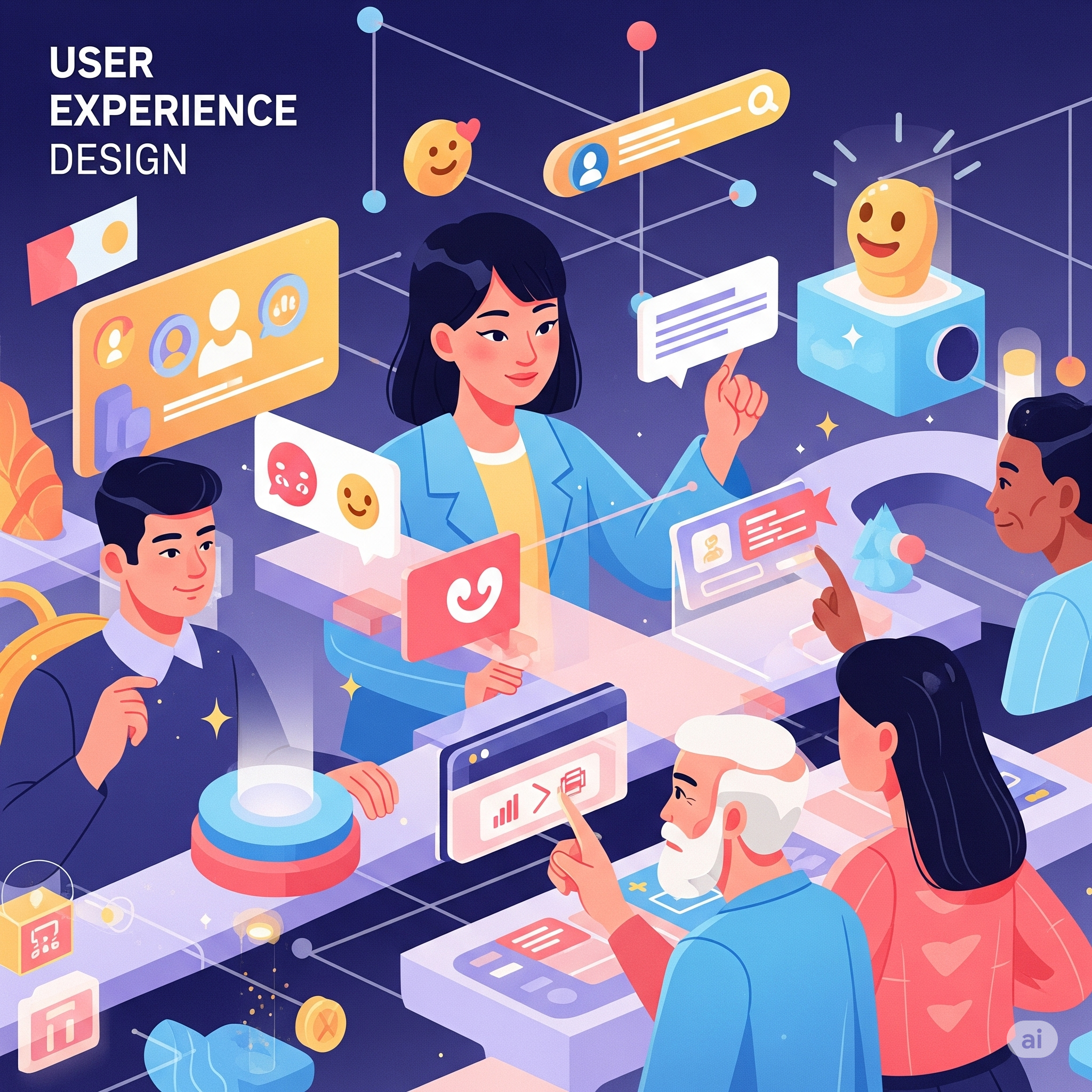 Creative illustration of user experience design