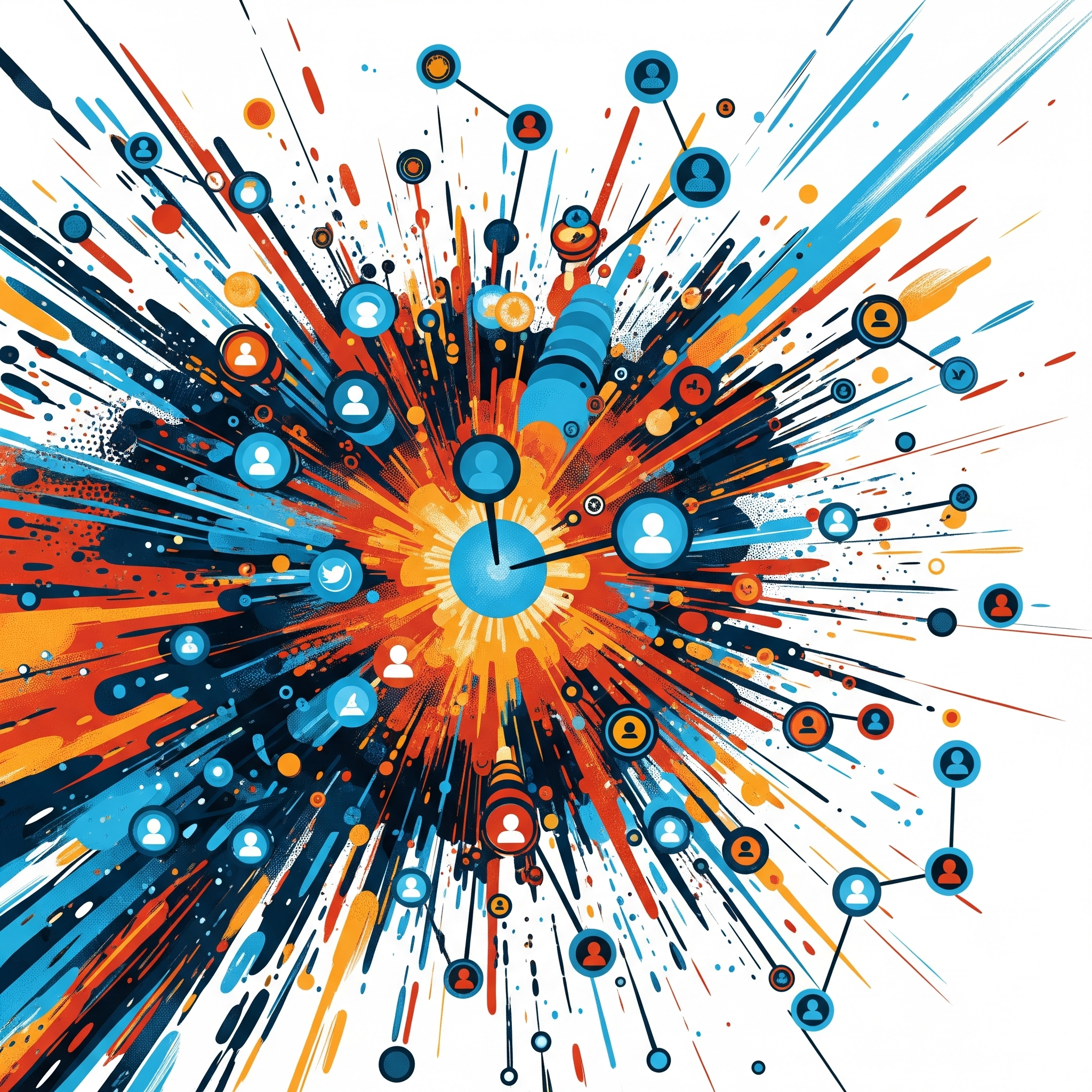 Abstract illustration of viral content spreading